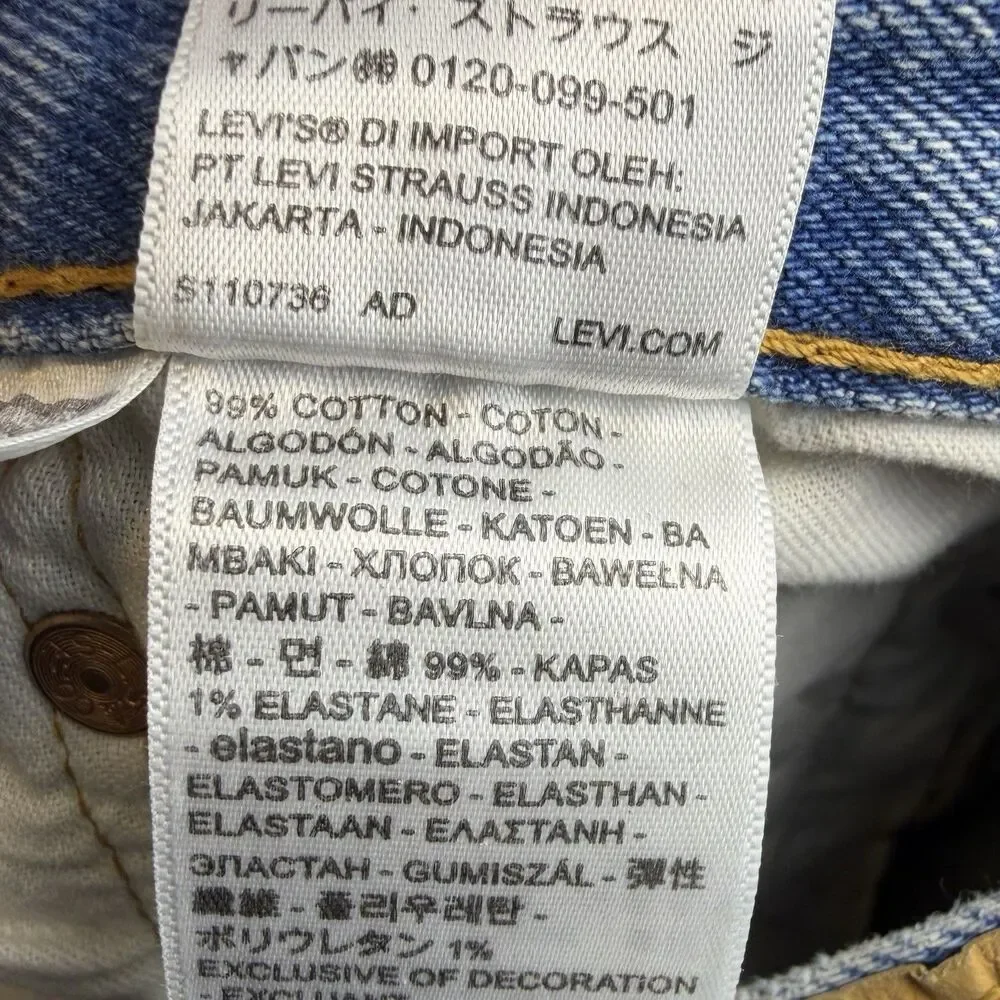 NWT Levi's 501 Original Men Jeans Blue Straight Leg Button Fly 36x30(28) Stretch